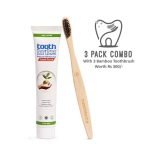 toothbrite natural whitening tooth scrub - 3 Pack Combo With FREE Bamboo Toothbrush